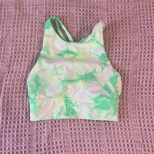Size 2 Lululemon, Lime green and white tie dye sports bra.